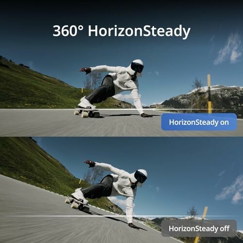 Comparison showing HorizonSteady on and off while skateboarding.